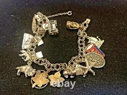 Vintage Estate Sterling Silver Charm Bracelet Loaded! 16 Charms 3-d 45 Grams