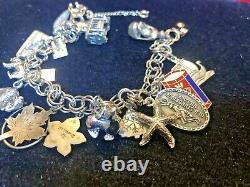 Vintage Estate Sterling Silver Charm Bracelet Loaded! 16 Charms 3-d 45 Grams