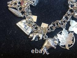 Vintage Estate Sterling Silver Charm Bracelet Loaded! 16 Charms 3-d 45 Grams