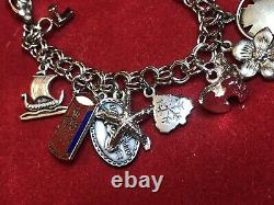 Vintage Estate Sterling Silver Charm Bracelet Loaded! 16 Charms 3-d 45 Grams