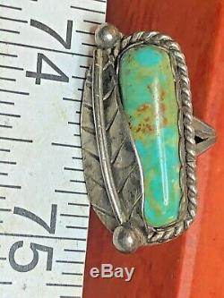 Vintage Estate Sterling Silver Native American Indian Turquoise Ring Signed Er