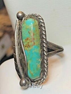 Vintage Estate Sterling Silver Native American Indian Turquoise Ring Signed Er