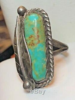 Vintage Estate Sterling Silver Native American Indian Turquoise Ring Signed Er