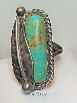 Vintage Estate Sterling Silver Native American Indian Turquoise Ring Signed Er