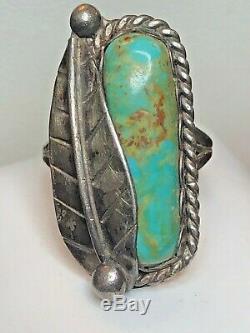 Vintage Estate Sterling Silver Native American Indian Turquoise Ring Signed Er