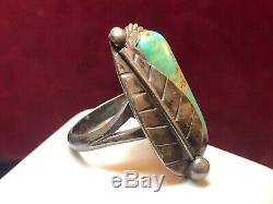 Vintage Estate Sterling Silver Native American Indian Turquoise Ring Signed Er