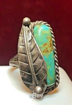 Vintage Estate Sterling Silver Native American Indian Turquoise Ring Signed Er