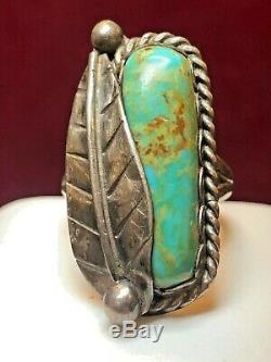 Vintage Estate Sterling Silver Native American Indian Turquoise Ring Signed Er