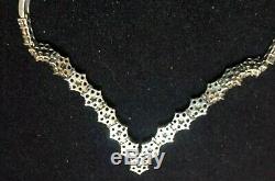 Vintage Estate Sterling Silver Natural Ruby & White Sapphire & Diamond Necklace