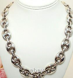 Vintage Fine Jewelry Gucci Mariner LARGE Link Sterling Silver Necklace 24
