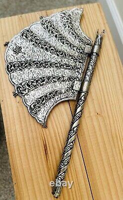 Vintage Fine Sterling Silver Indian Maharaja Pankha fan