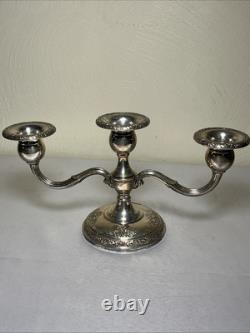 Vintage Fisher Sterling Silver Weighted Candelabra Rose Bouquet 375 g