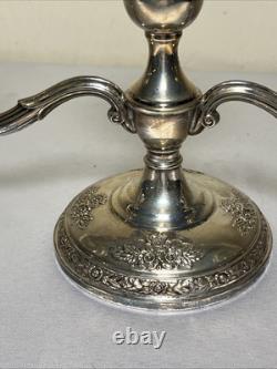 Vintage Fisher Sterling Silver Weighted Candelabra Rose Bouquet 375 g