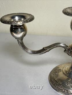 Vintage Fisher Sterling Silver Weighted Candelabra Rose Bouquet 375 g