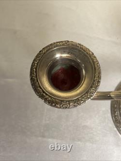 Vintage Fisher Sterling Silver Weighted Candelabra Rose Bouquet 375 g