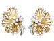 Vintage Flower Cluster Earrings 14k Yellow Gold Plated 3.4ct Simulated Diamond