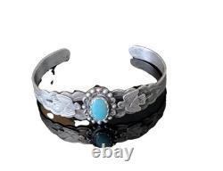 Vintage Fred Harvey Era Turquoise Thunderbird Sterling Silver Bracelet Cuff
