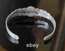 Vintage Fred Harvey Era Turquoise Thunderbird Sterling Silver Bracelet Cuff