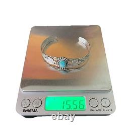 Vintage Fred Harvey Era Turquoise Thunderbird Sterling Silver Bracelet Cuff