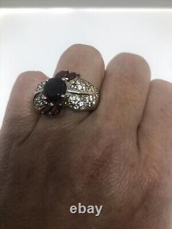 Vintage Garnet Ring 925 Sterling Silver Size 7