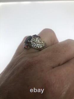 Vintage Garnet Ring 925 Sterling Silver Size 7