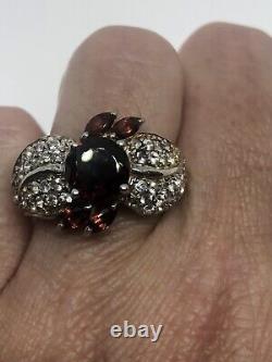 Vintage Garnet Ring 925 Sterling Silver Size 7