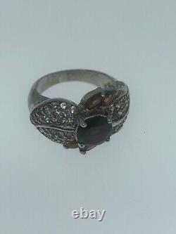 Vintage Garnet Ring 925 Sterling Silver Size 7