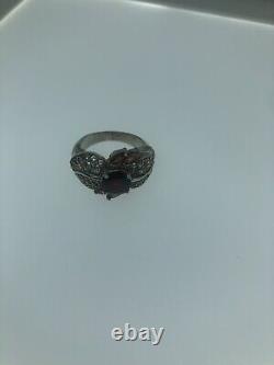 Vintage Garnet Ring 925 Sterling Silver Size 7