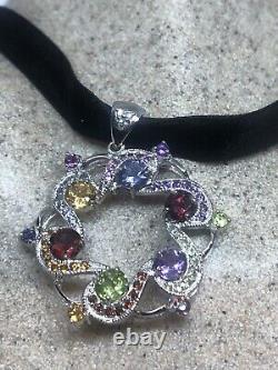 Vintage Gemstone Wreath Deco Choker Necklace 925 Sterling Silver