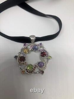 Vintage Gemstone Wreath Deco Choker Necklace 925 Sterling Silver