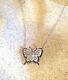 Vintage Genuine Real Blue Pink Sapphire 925 Sterling Silver Butterfly Pendant