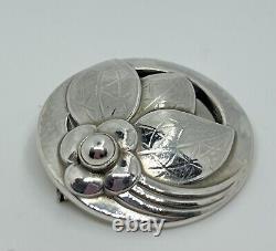 Vintage Georg Jensen 127 Sterling Silver Denmark Circular Floral Brooch Pin 925