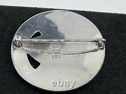 Vintage Georg Jensen 127 Sterling Silver Denmark Circular Floral Brooch Pin 925