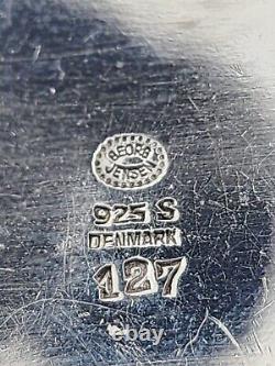Vintage Georg Jensen 127 Sterling Silver Denmark Circular Floral Brooch Pin 925