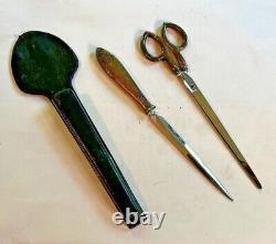 Vintage German Voss Cut Letter Opener Scissor Set Sterling Silver Handles