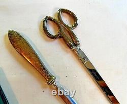 Vintage German Voss Cut Letter Opener Scissor Set Sterling Silver Handles