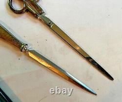 Vintage German Voss Cut Letter Opener Scissor Set Sterling Silver Handles