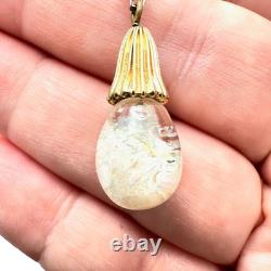 Vintage Gold Over Sterling Silver Floating Opal Pendant Necklace 20 Inch Chain