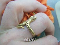 Vintage Gold Plated Solid Sterling Silver Snake Cobra Serpent Ring Size M 6 Rare