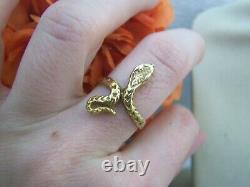 Vintage Gold Plated Solid Sterling Silver Snake Cobra Serpent Ring Size M 6 Rare