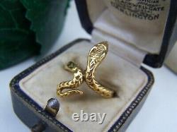 Vintage Gold Plated Solid Sterling Silver Snake Cobra Serpent Ring Size M 6 Rare