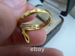 Vintage Gold Plated Solid Sterling Silver Snake Cobra Serpent Ring Size M 6 Rare