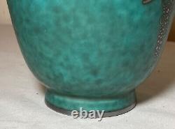 Vintage Gustavsberg Argenta Pottery sterling silver Sweden Wilhelm Kage vase