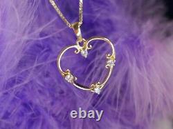 Vintage HEART 1 CUBIC ZIRCONIA VERMEIL 0.925 Sterling Silver 18 Necklace