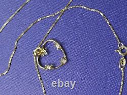 Vintage HEART 1 CUBIC ZIRCONIA VERMEIL 0.925 Sterling Silver 18 Necklace