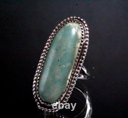 Vintage Hallmarked Sterling Silver Navajo Turquoise Elongated Ring