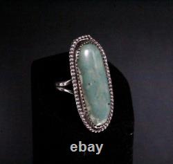 Vintage Hallmarked Sterling Silver Navajo Turquoise Elongated Ring