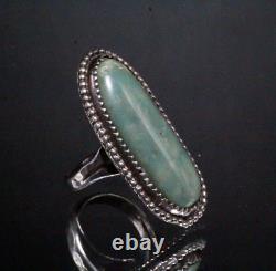 Vintage Hallmarked Sterling Silver Navajo Turquoise Elongated Ring