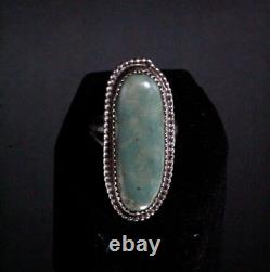 Vintage Hallmarked Sterling Silver Navajo Turquoise Elongated Ring