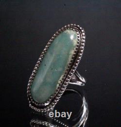 Vintage Hallmarked Sterling Silver Navajo Turquoise Elongated Ring